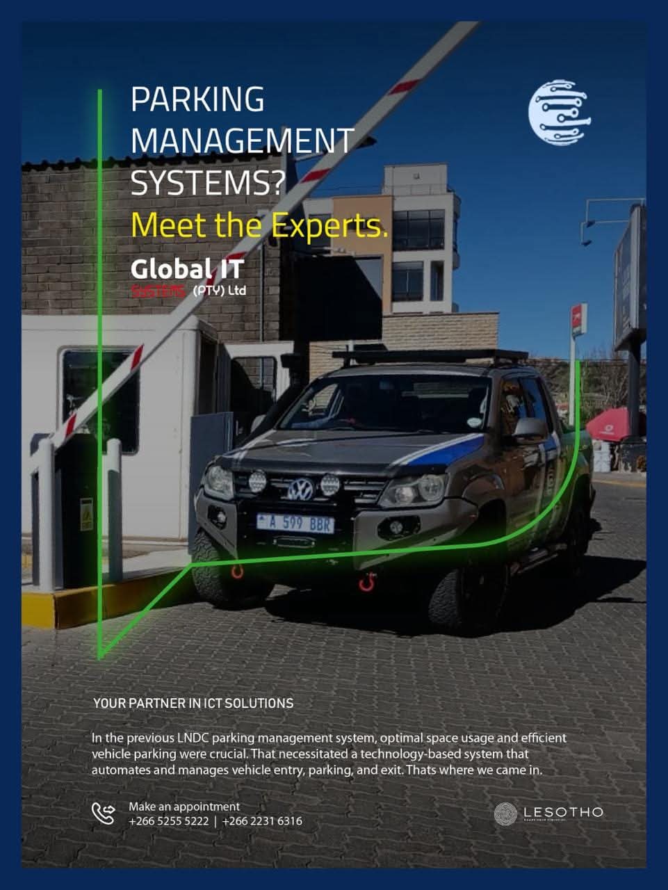 Global IT Systems parking management system with automated boom barrier